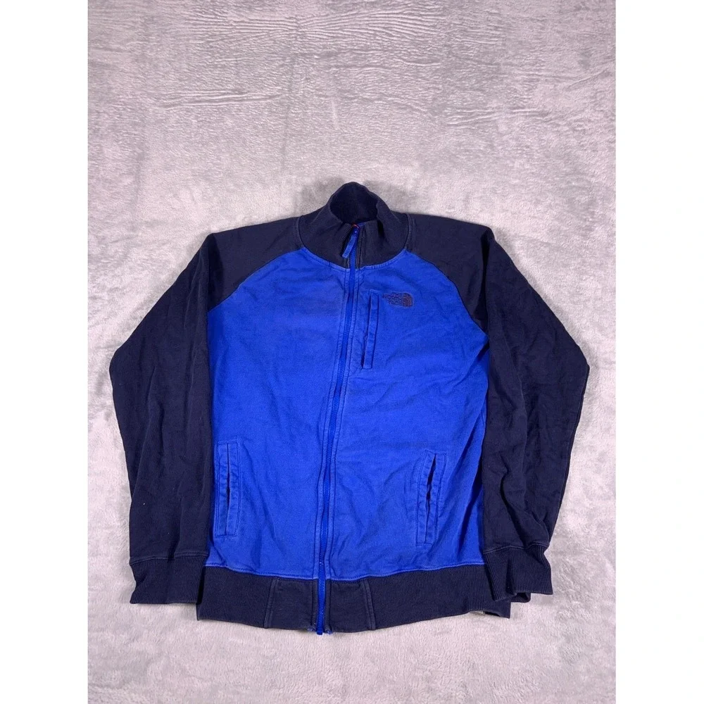 The North Face Full Zip Track Jacket Mens M Blue Navy Colorblock Embroidered